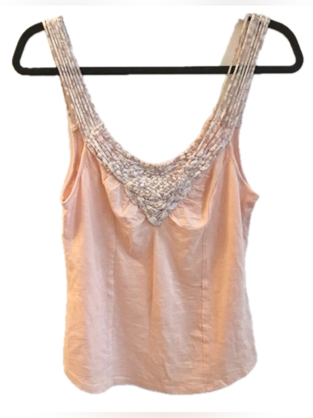 Vintage Free People Macrame Braided Strappy Double V Tank made in India